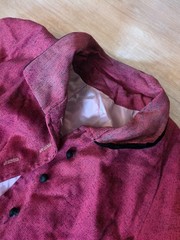 Vintage 1930s 40s Red Black Long Coat And Hat Tweed Velvet Collar