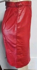 NWT Comint Red Leather Womens Pencil Skirt Sz M (9/10) Vintage Argentina