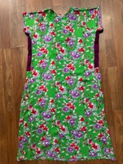 Vintage Custom Mrs Roper Purple Red Floral Lounge Mu Mu Midi House Dress MED