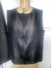 80s 2 Piece Skirt Vest Top Set Women’s Size 16 Black Velvet Rayon Blend