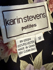 VTG 90’s KARIN STEVENS BLACK FLORAL W/ RUFFLE CAPE BODICE DRESS SZ 10P