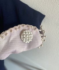 Vintage Herbert Levy Dress Navy Rhinestone Buttons Trim Union Label Size 10/12