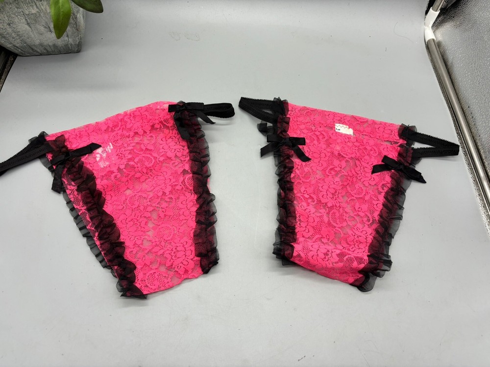 Vintage Miss Diana LACE string Bikini Panties (Hot Pink) (2 Pairs) NOS