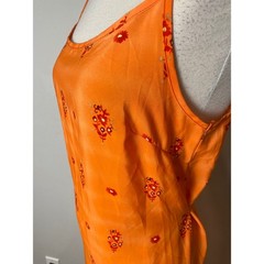 Vintage California Concepts 90s Orange Floral Maxi Dress Tie Back Size 9