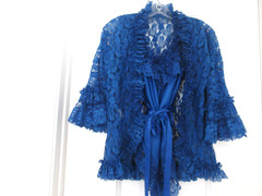 DELORES Poirette ILGWU Royal Silky Lace Teddy Romper Bodysuit Cover-up Small NEW