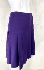 Vintage THIERRY MUGLER Purple 100% Wool Pleated Wrap Skirt, Made in Italy, 40/S