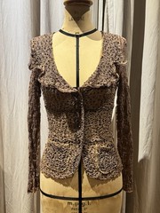 Ann Ferriday VTG Sequin Pucker Stretch Mesh Cardigan S
