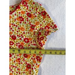 Vintage Esprit Floral Mini Dress 7/8 Red Orange Yellow Cotton 90s Made in USA