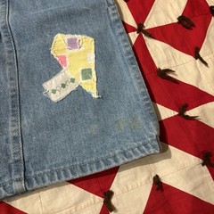 Vintage 1980s Patchwork Denim Skirt As Is Worn Flaws Stains Homemade
