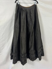Antique Victorian Black Silk Taffeta Skirt Triple Ruffle Bustle Era Handmade