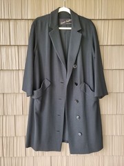50s? Lord & Taylor Dress Coat Black Forstmann 100% Virgin Wool Large L?