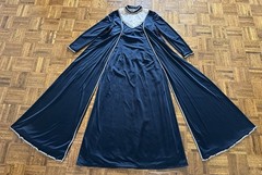 1970s Custom Opera Stage Recital Gown Costume Shoulder Cape Rhinestone Dress VTG