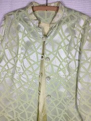 Vtg 60s Silk Spring Coat Lime Green Chartreuse Mid Length Knot Buttons M L