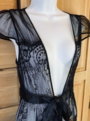 Victoria’s Secret Vintage Romantic Black Lace Robe- Beautiful Boho Lace Top