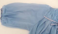 Vtg Eve Stillman by Gracette Modest Sheer Nightgown Blue Satin Puffed Sleeve