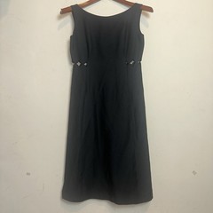 Vintage Suzy Perette 1960s Black Dress Empire Waist Cut Out Sleeveless Cocktail