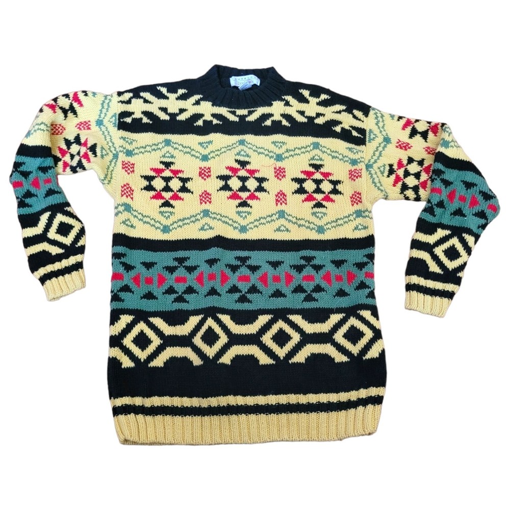 Vintage Cambridge Aztec Knit Sweater SZ M Dry Good Pullover Tribal Southwestern