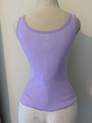 Vintage 80s Lavender Butterfly Tank Top Lace Trim XS/S Thin Soft USA Made