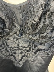 VTG 90s Victoria Secret Satin Lace Shaping Slip Black Hollywood Glamour 34 D