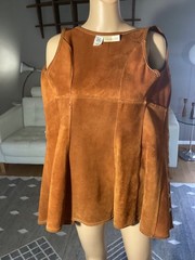 Vintage 1970’s Brown Suede Leather Mini Dress Hippie Woodstock XS/S