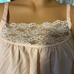 Vtg Pink Sears Cotton/Poly Nightgown Lace Trim Sz Small. 32.5-34 Perma Smooth