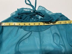 Vintage 70s House Of Bianchi Sheer Chiffon Teal Prairie Cottage Fairy Maxi Dress