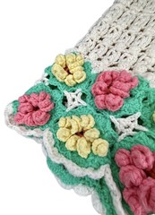 Vintage 70s Crochet Dress Handmade Boho Hippie Floral Granny Square Tunic M