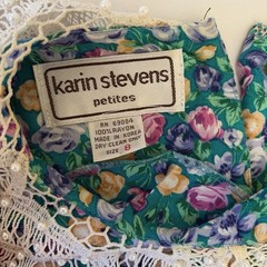Karin Stevens Petites Floral Dress Vintage Cottagecore Lace SZ8 30s revival