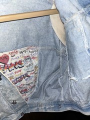 Vintage LA Gear Denim Jean Jacket Size Small Cropped Beaded Sparkle