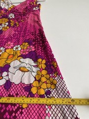 Vintage 60s Alfred Shaheen Hawaii 10 Long floral dress Neon Pink Barkcloth