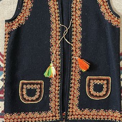 Vintage Ukrainian Ethnic Folk Kiptar Embroidered Wool Vest Women’s Medium