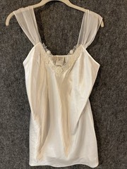 California Miss Vintage White Lingerie Night Dress Slip Medium lace trim