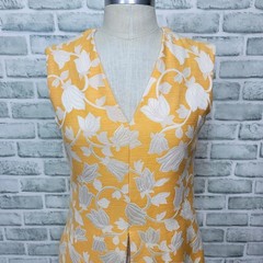 Vintage 60s Jimi Fox Floral Brocade Heavy Tapestry Aline Front Pleat Mod Dress