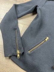Ann Taylor Navy Military Style Zip Up Jacket Sweater Wool Cotton Blend Size S