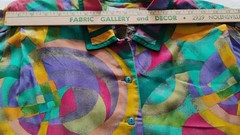 VTG 80s Blouse Shirt HOWARD WOLF 8/10 Graphic Print Contemporary Secretary Geek