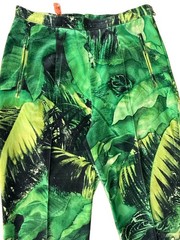 VTG Escada Margaretha Ley Tropical Jungle Print Pant Women Sz 36 Green Botanical