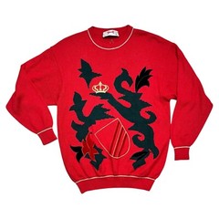 Vintage 80’S Jumper Red Graphic Size S/M 10-12 Crown Heritage Preppy Wool Blend