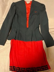 3 Piece Red Skirt & Top Power Color, And Classic Jacket, This Will Catch Eyes.
