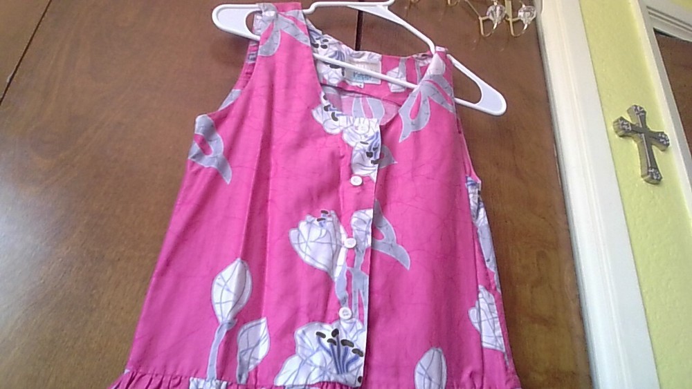 Beautiful Vtg Hawaiian Dress! HRH Kahala XS Pink Flwrs 2-pckt Sleeveless BttnUp