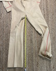VTG Gianni Versace 2000 Leather Pant Suit 42 Nappa Lambskin Lion Zip Tan Orange