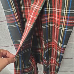 VTG La Belle Red Plaid Sleeveless Slit Dress Midi Body Con Size 7 Buckle Tartan