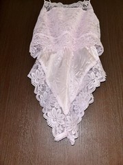 Vtg DEENA Nylon Lace Trim Nylon Hi-cut Lingerie Teddy Bodysuit Pink Size SMALL
