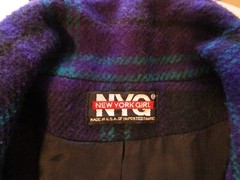 VINTAGE NEW YORK GIRL, LARGE PLAID 90’S COAT, BUTTON FRONT, LINED, SZ 6, SUPER!