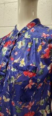 70s Organically Grown Beautiful Blouse Butterflies Watercolor Cobalt Arpeja ART