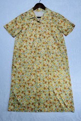 Vtg 60s 70s Floral House Coat Snap Front Bright Mumu Sz M Nightgown Made In USA