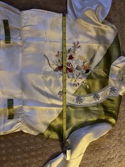 Vintage Antique Chinese Women’s Cream Silk Embroidered Pajamas (Korean war Era)