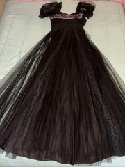 Vintage 1930s Black Twill Elegant Formal Evening Gown Size Small As Is