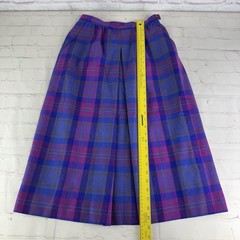 Vintage Pendleton Purple Plaid 100% Virgin Wool Made in USA Midi Skirt Size 10