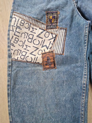 80s Vintage Kozmic Blues Acid Wash Patchwork Jeans 29 Small