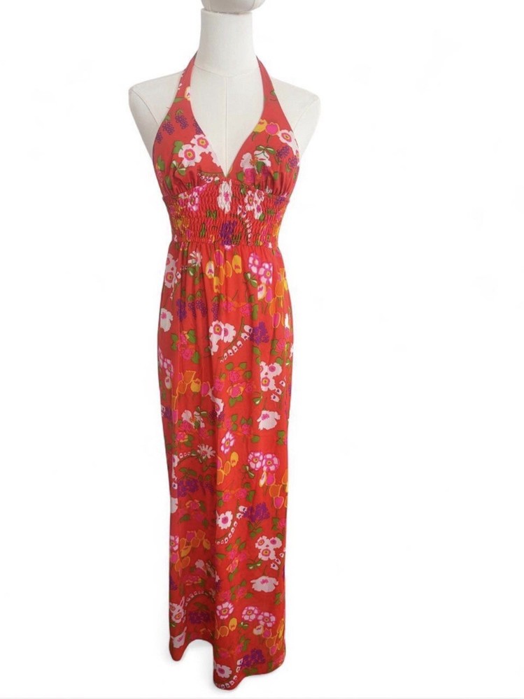1970s neon halter dress